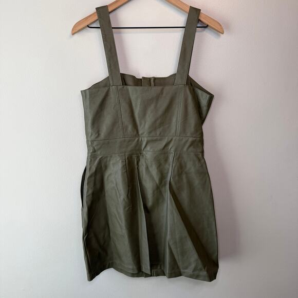 Wild Fable Women's Faux Leather Zip Front Dress Olive Green Size Medium - Picture 5 of 5